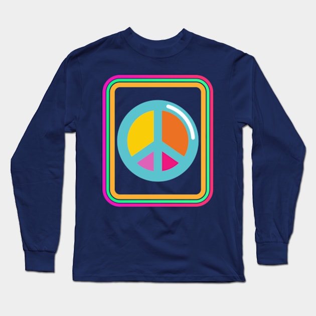 Hippie Soul peace and love with frame Long Sleeve T-Shirt by Retro Comic Books